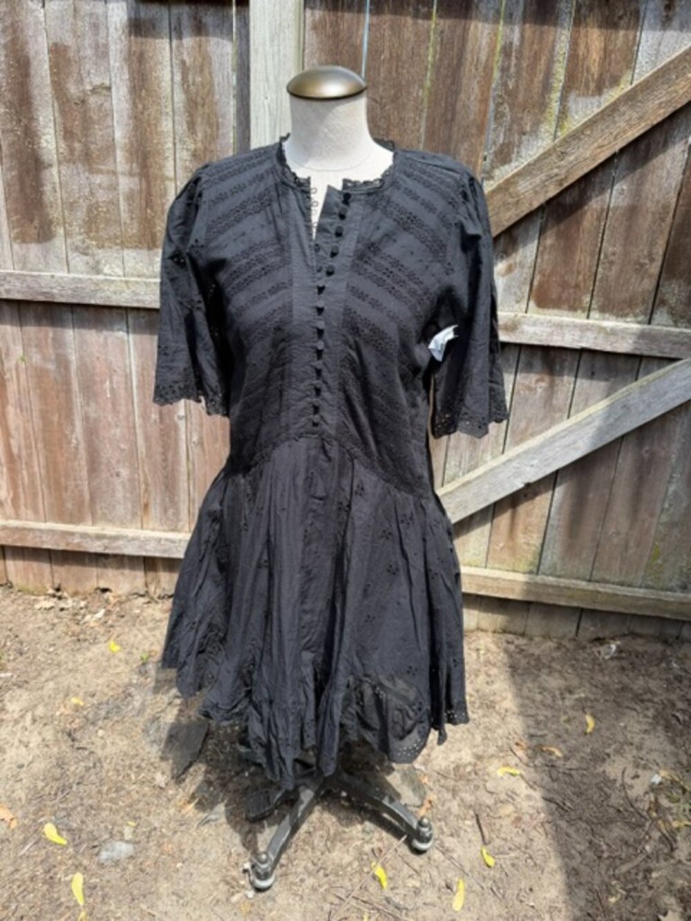 Madewell Black Tiered Mini Dress Flutter Sleeves